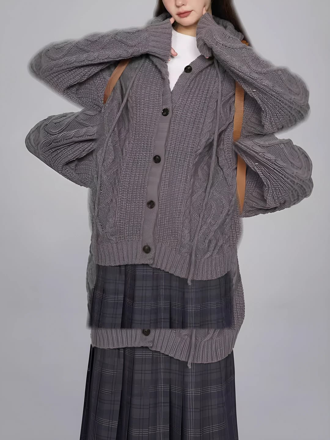 Women's 2026 autumn-winter knit cardigan, cashmere, thickened, loose fit, long sleeve, solid colour, casual style