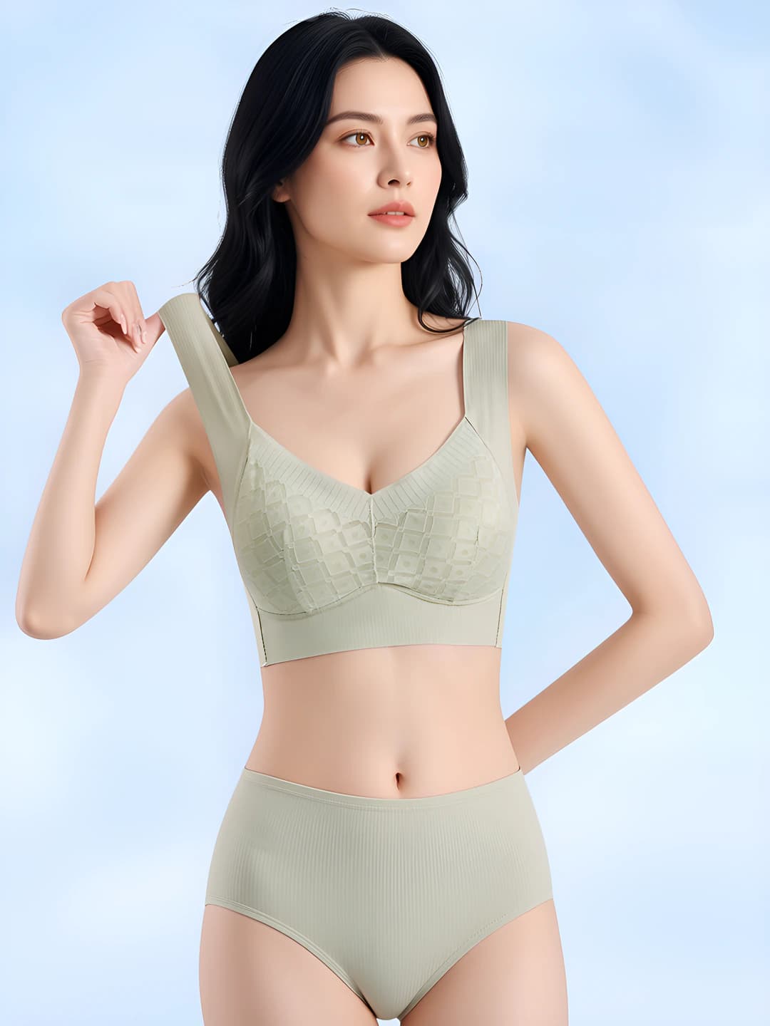 Women's spring-summer lace bra, seamless, breathable, soft support, full coverage