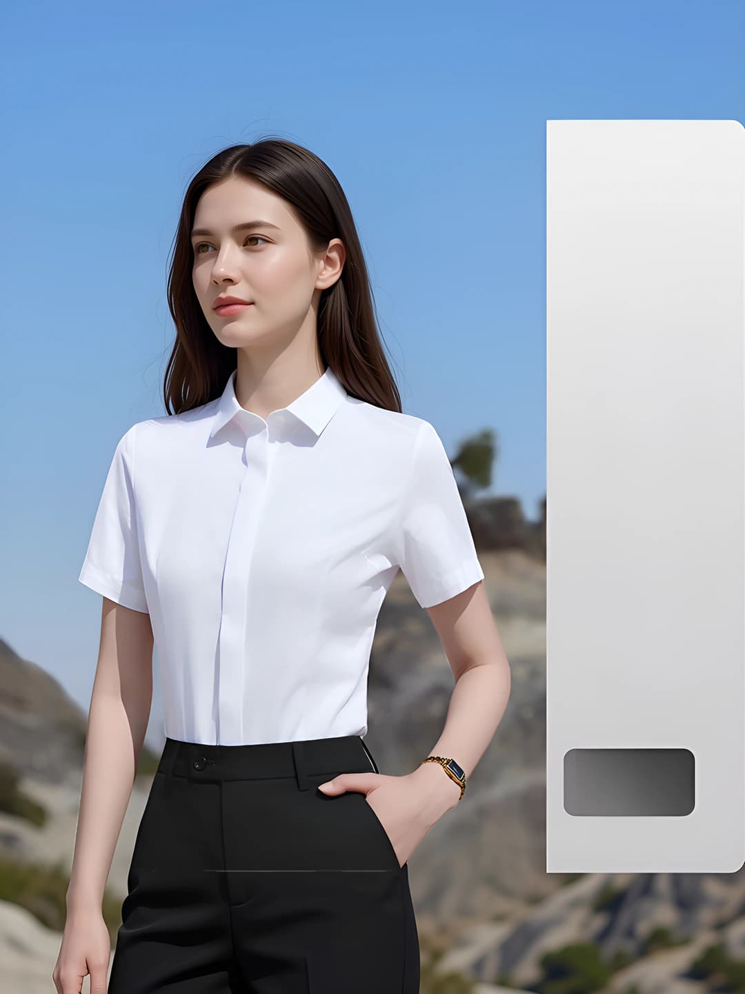 Oq qisqa yengli ayol ko'ylagi