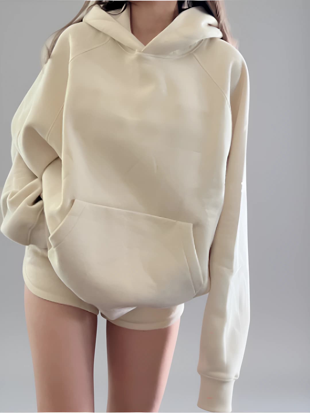 Cream hooded smooth white [Winter silver fox fur, shoulder-strap]