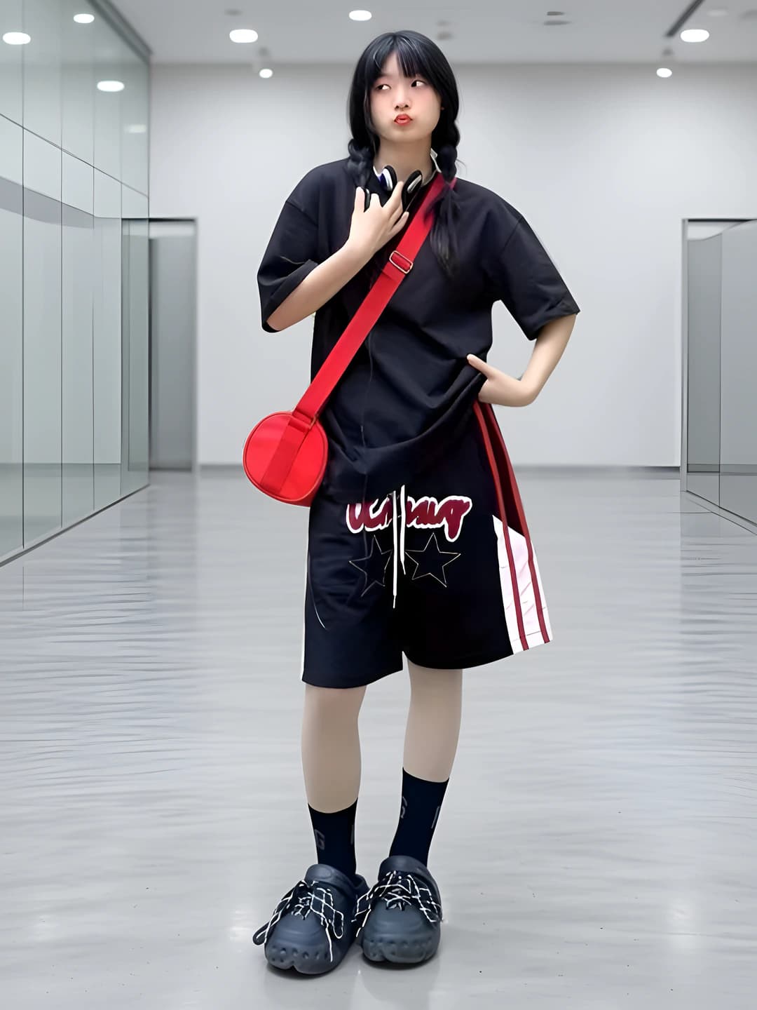 Ayollar uchun sport shortilari: bosma naqshli, kundalik, bo'sh (oversize), to'g'ri kesim, elastik, yozgi, tizzagacha shorti