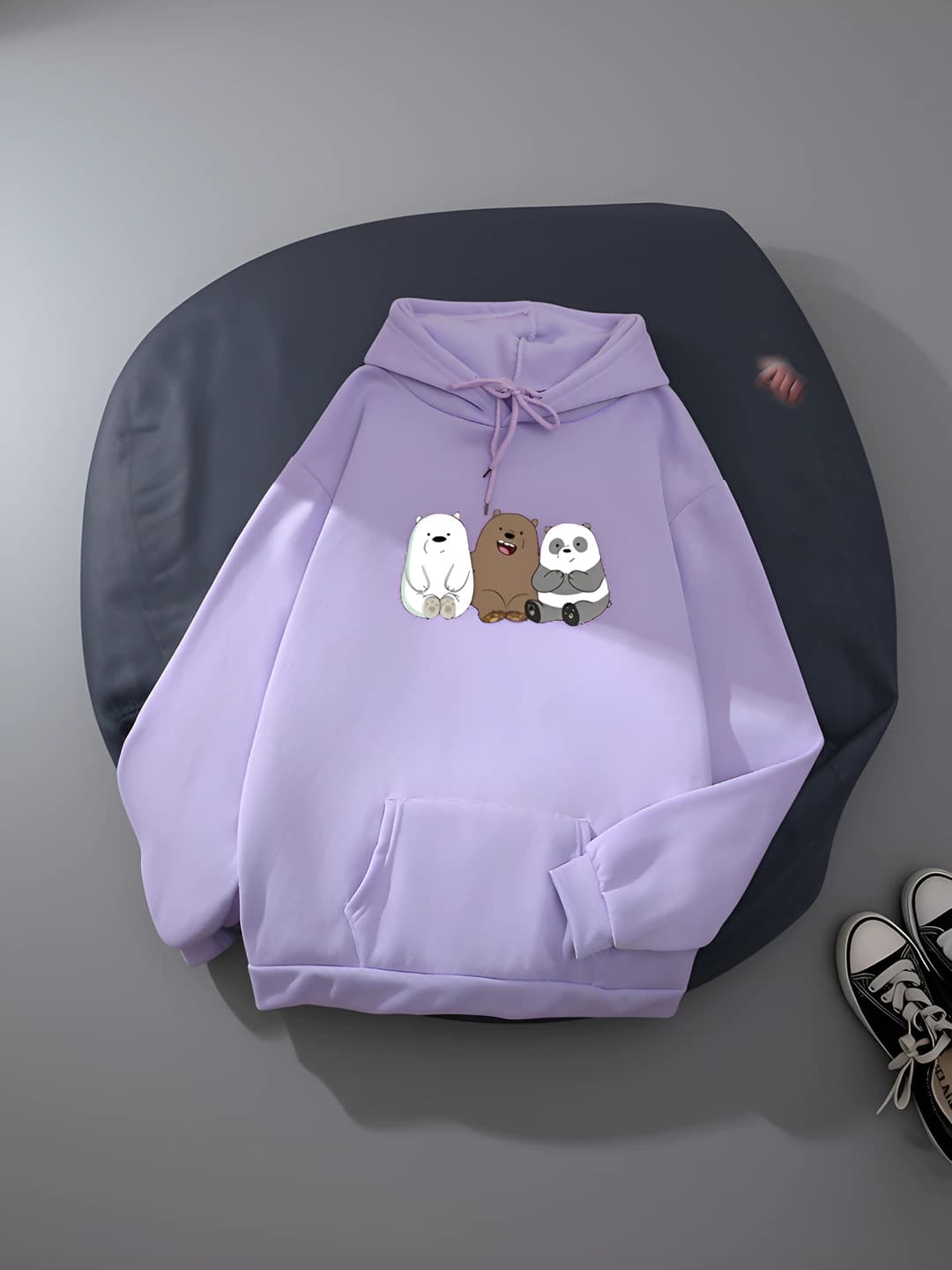 Women's loose fit printed sweatshirt, crew neck, long sleeve, regular thickness, milk silk fabric