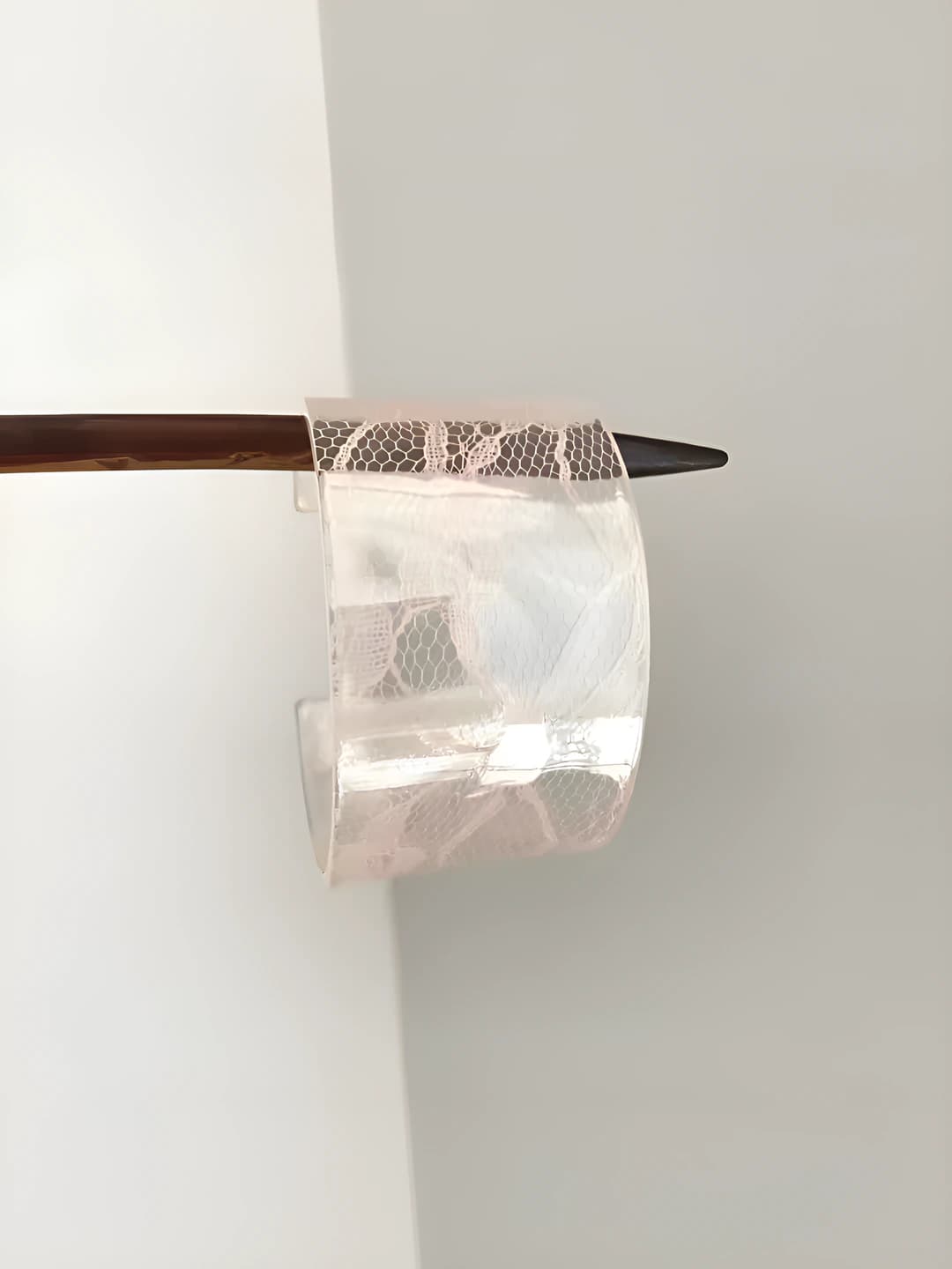 Pink lace resin bracelet