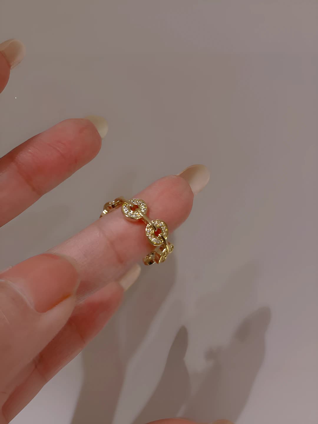 Women's 2026 open ring in Korean style with coin design element, copper, geometric
