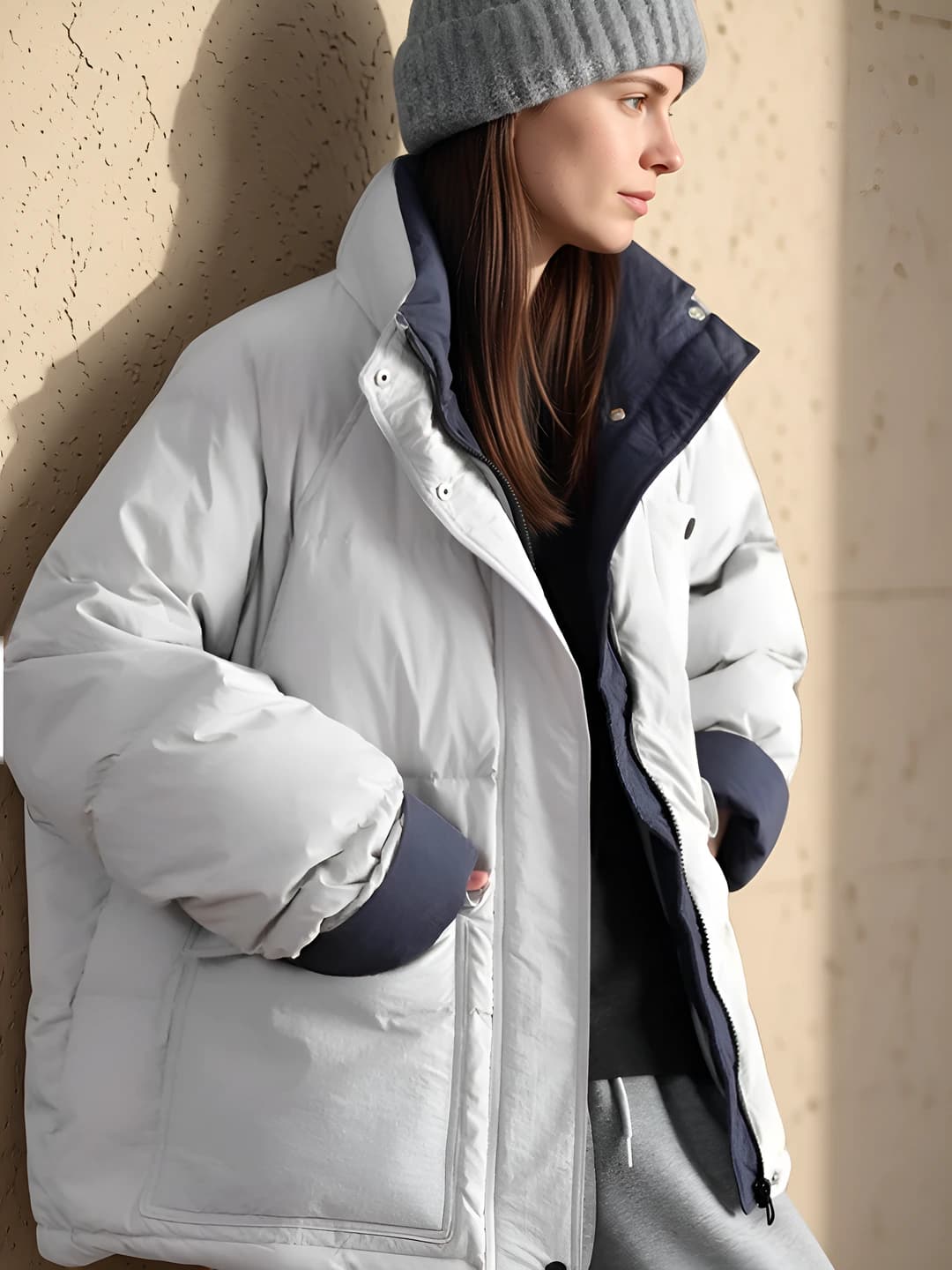 Women's 2026 winter Korean style stand collar thickened loose fit cropped padded jacket for petite
