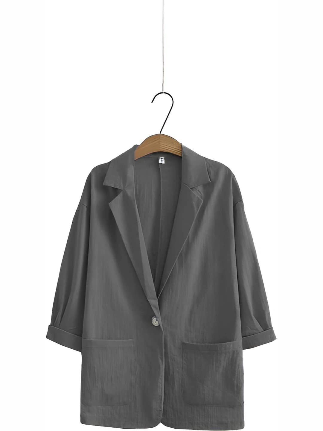 Women's solid colour plus size set with long sleeve: blazer and short shorts