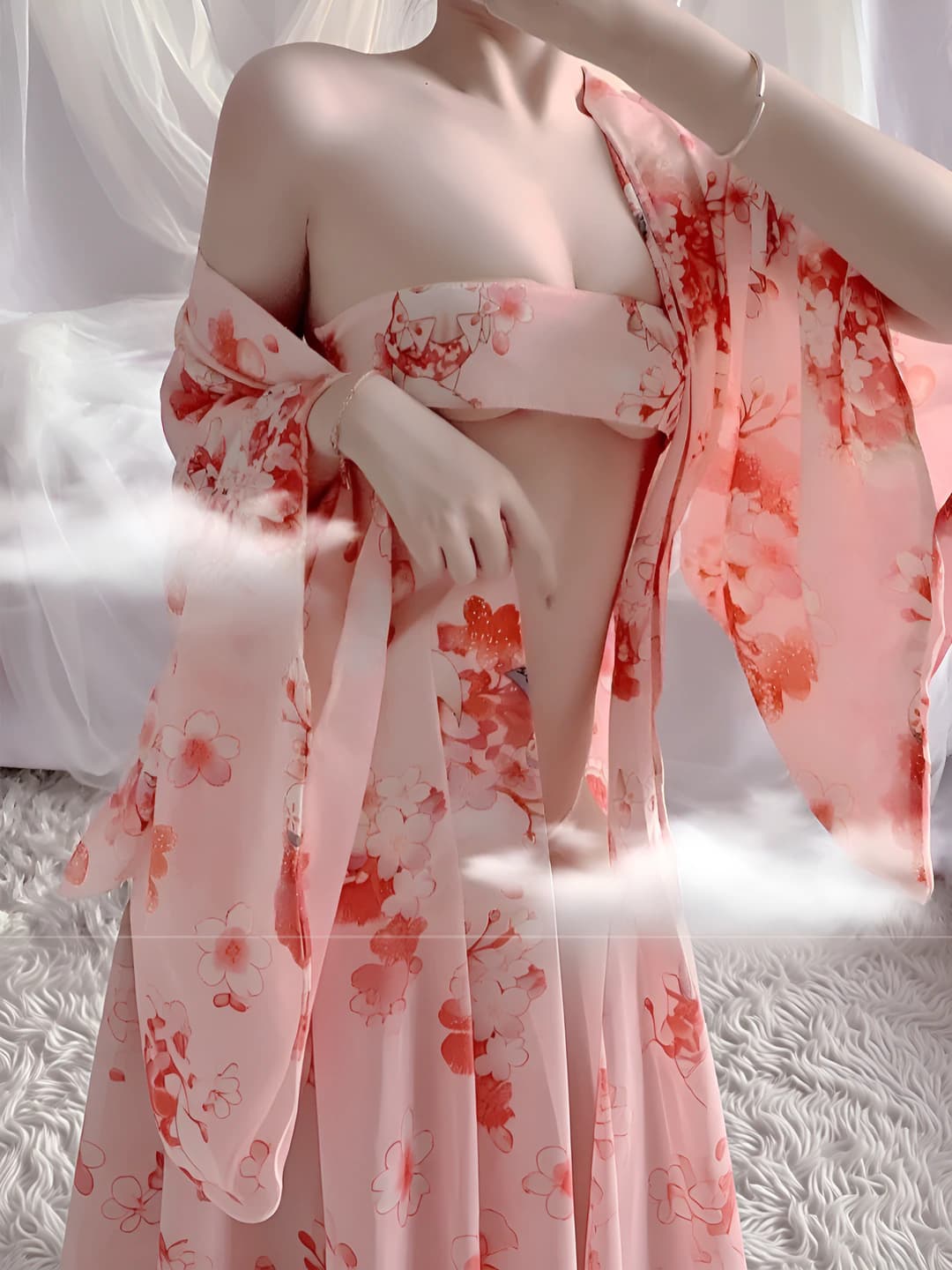 Women's erotic kimono pyjamas set