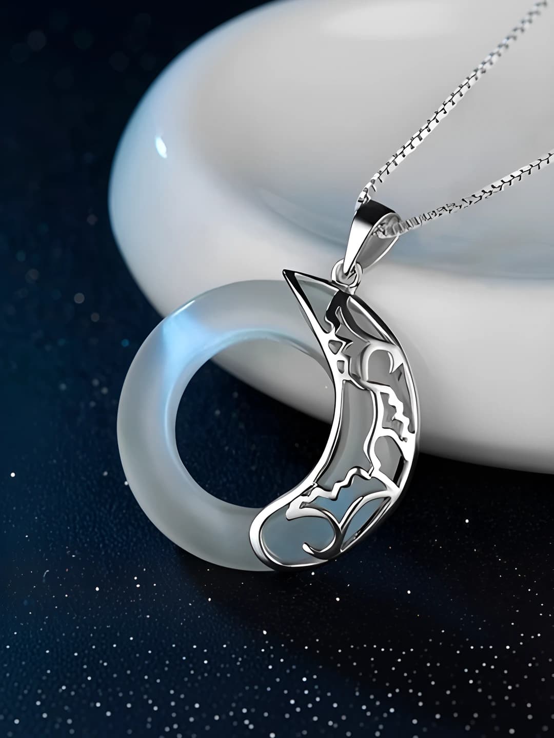 White diamond + 50 cm chain