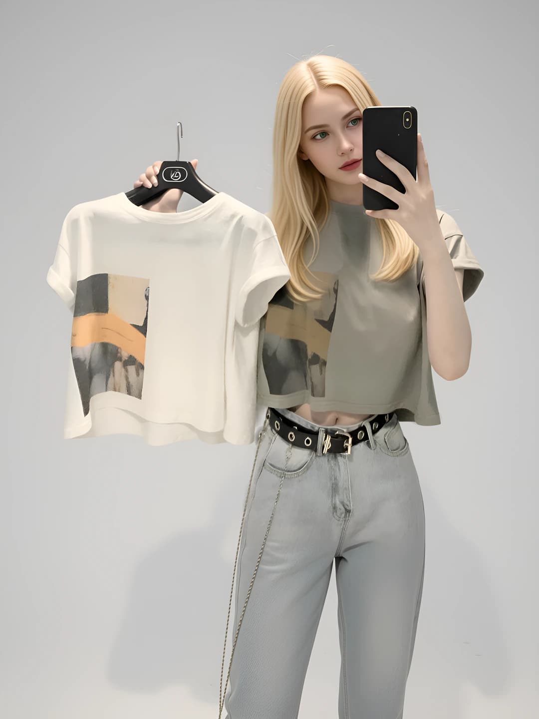 Women's summer short sleeve t-shirt, slim fit, slimming, printed