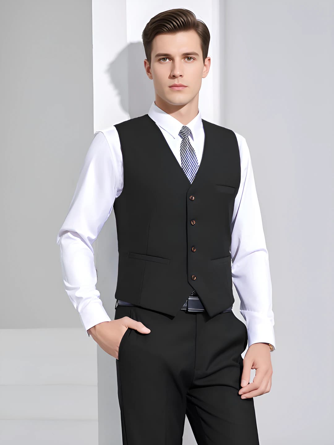 Men's black waistcoat