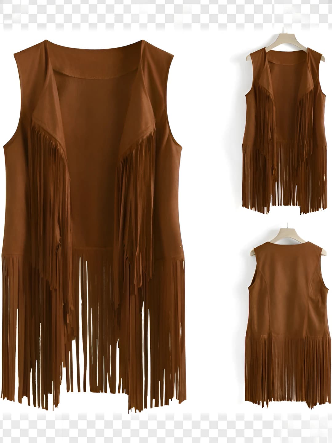 Women's mid-length fringe vest, V-neck, retro style, spring 2026