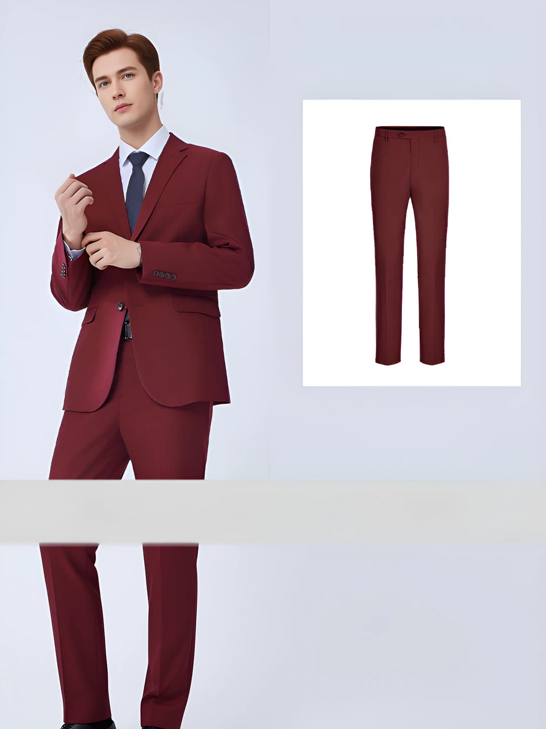 Wine Red - Blazer + Men's Trousers