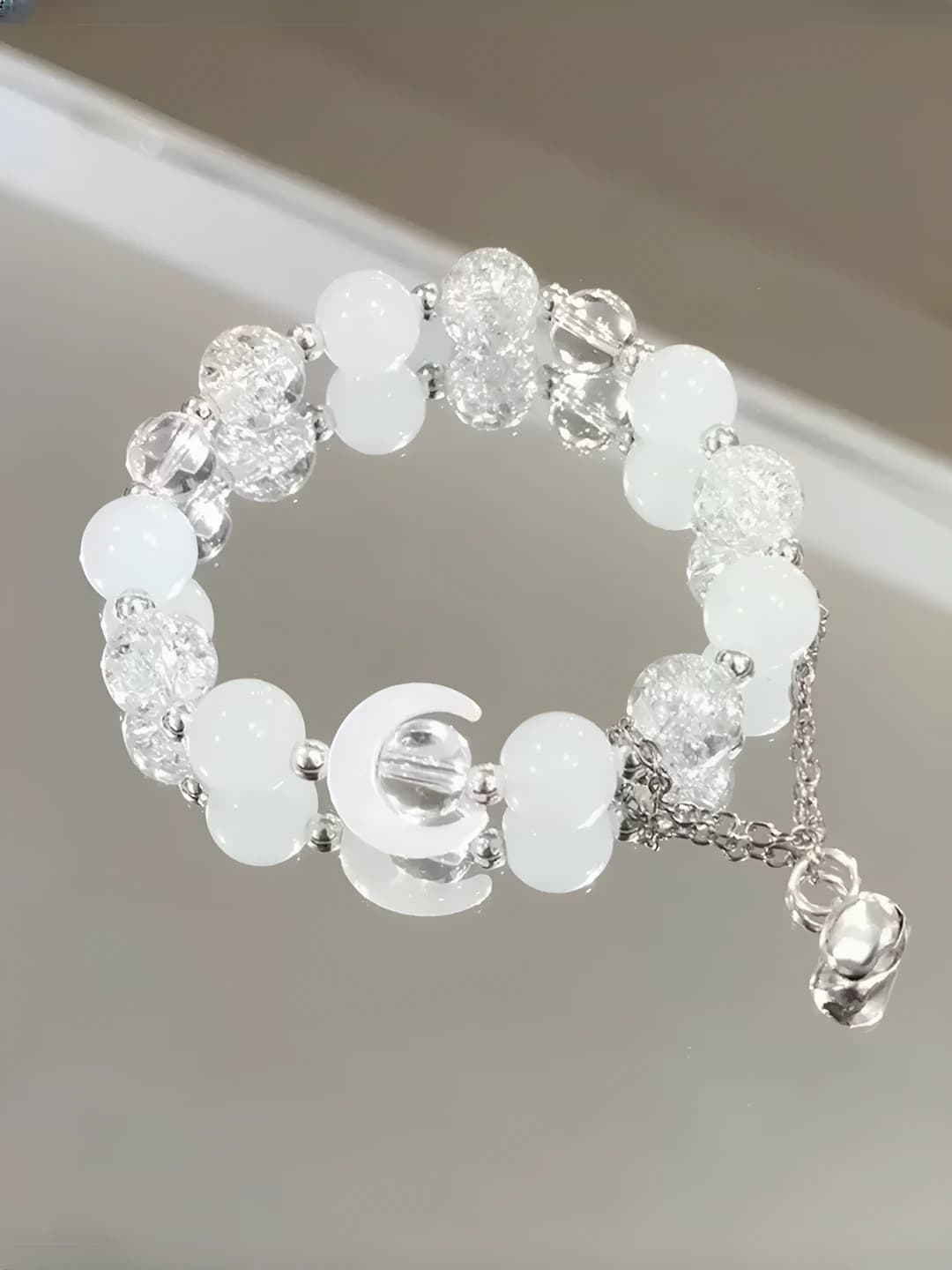 Floral white moon bracelet