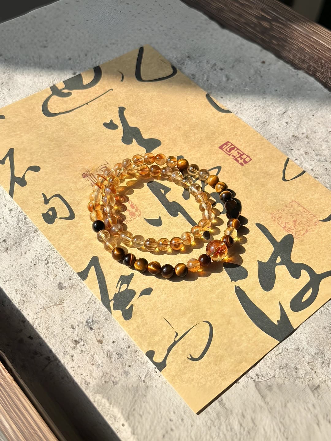 6/8mm Sariq tash kristal va tigr ko'zi qo'l uzuk