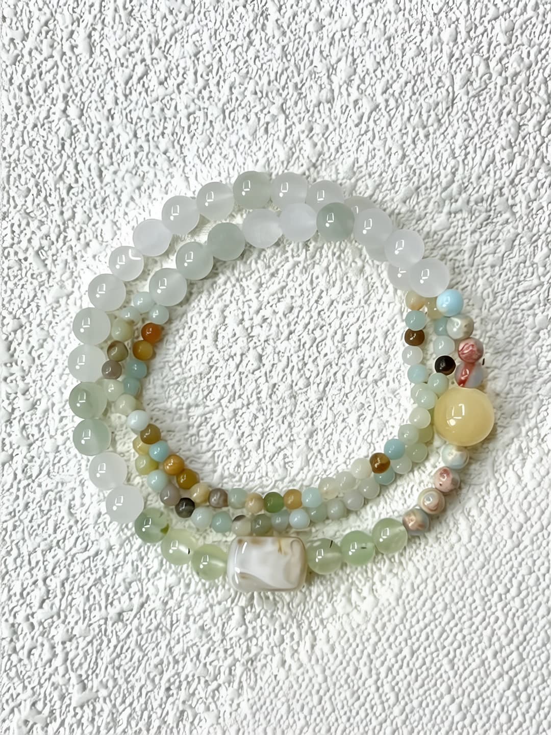 Tianshan green + Prehnite + Shoushan stone double bracelet
