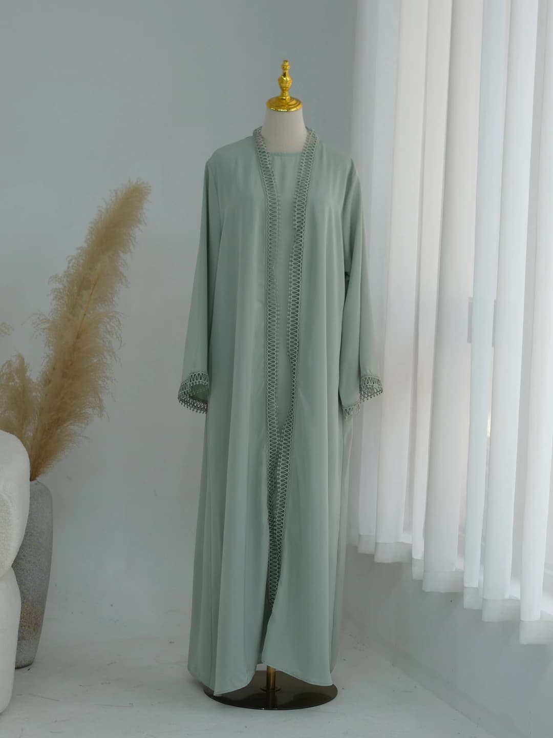 Light green cardigan + inner top