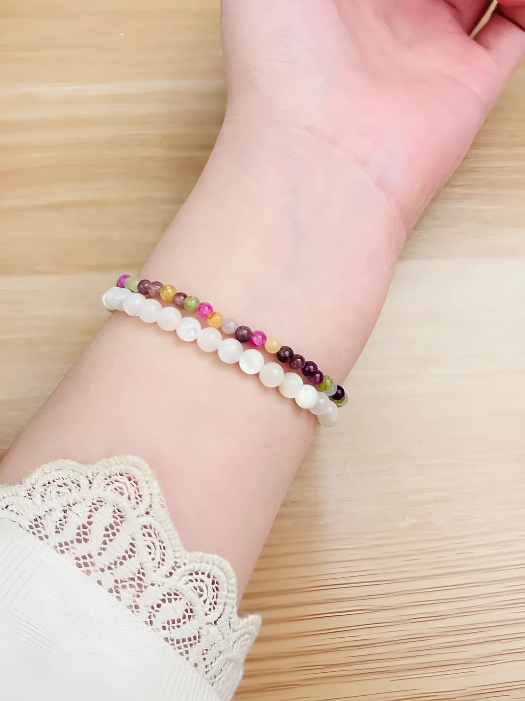 5.5mm белая жемчужина + 3mm турмалин