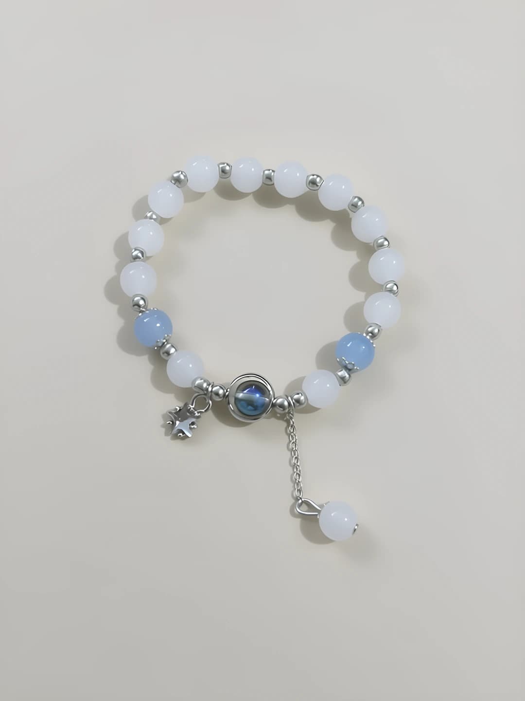 M286 Five-point star, grey moonstone, bracelet