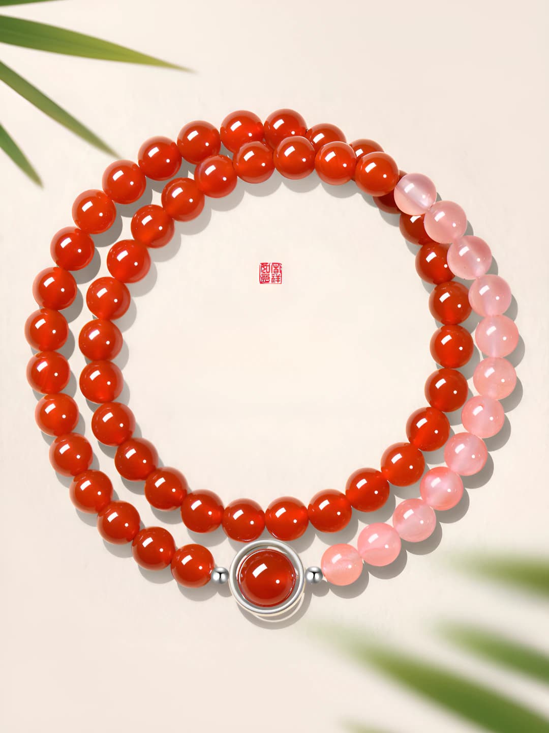 6mm red agate & red aquamarine
