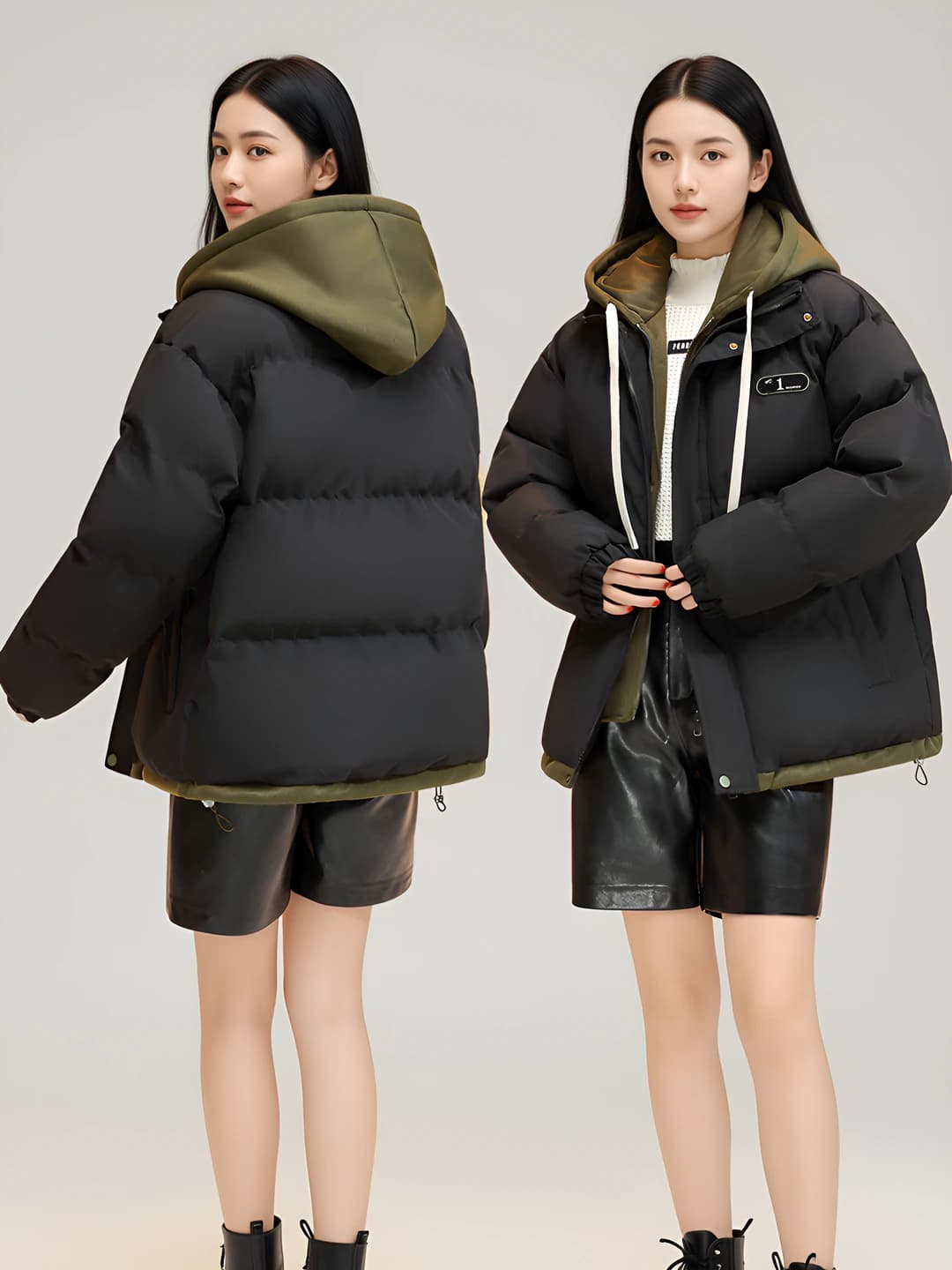Women's thickened padded jacket in Korean style, loose fit, down-alternative fill, long sleeve, zip, winter