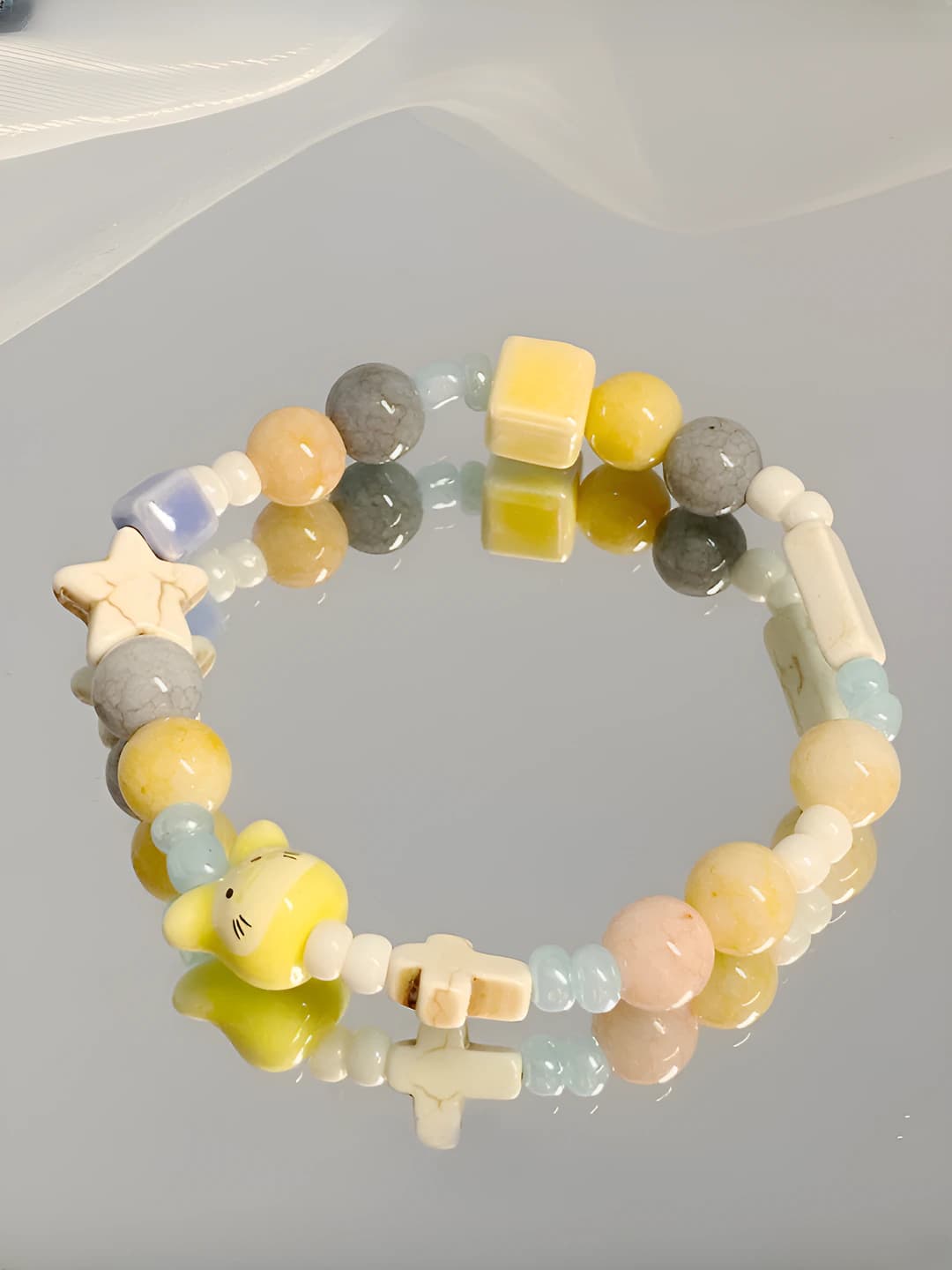 Yellow cat head bracelet