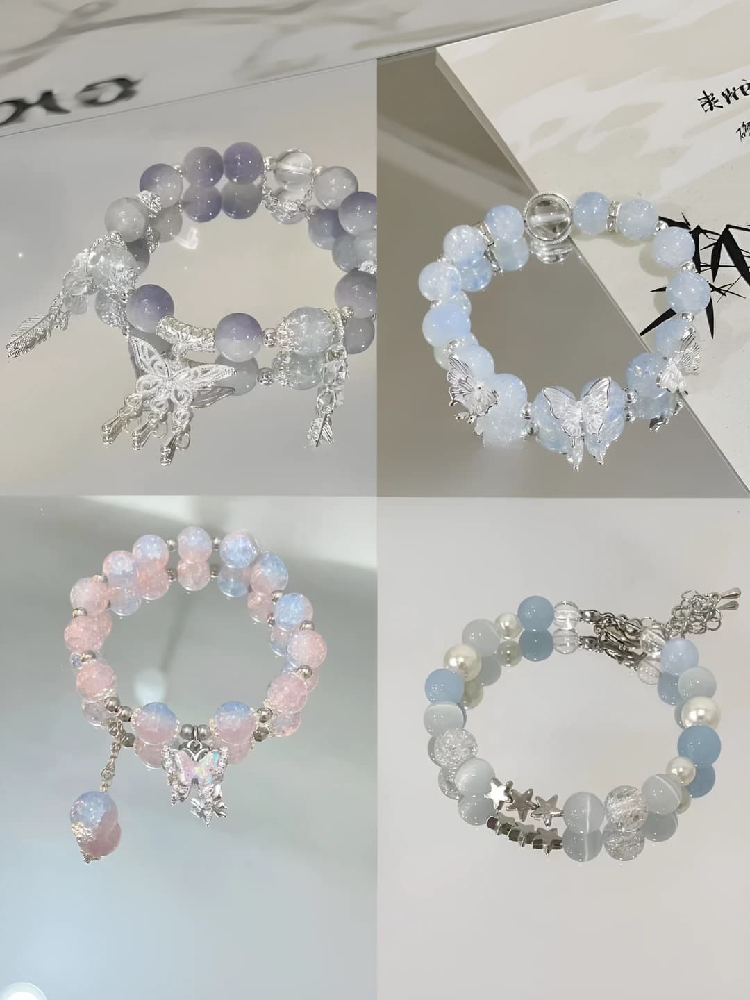 Women's bracelet: Japanese-Korean style, handmade, mixed material, insect shape, fresh and sweet design element