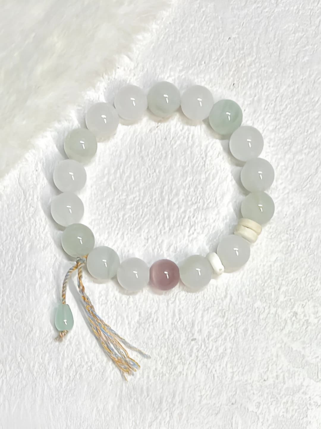 Women's retro neo-chinese bracelet made of artificial crystal and tianshan green cat's eye stone