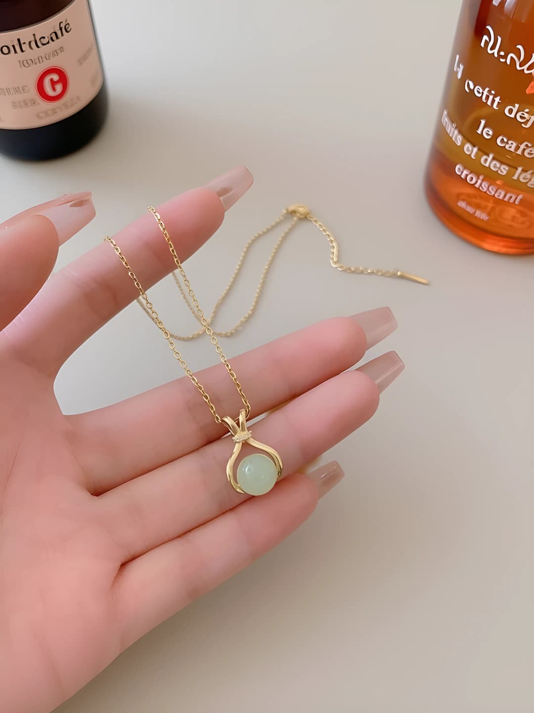 Women's spring-summer chain, geometric shape, mixed material, electroplated, sweet style, design element