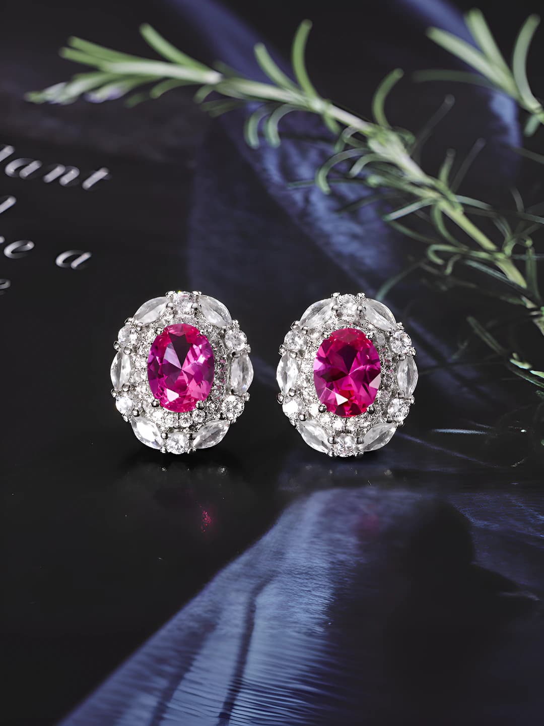 Red ruby 3# stud earrings