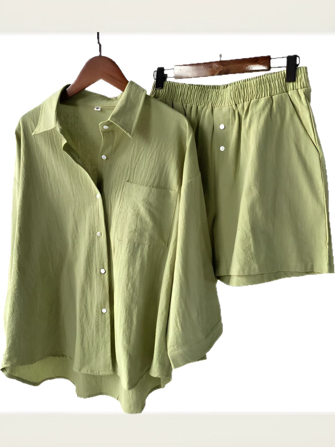 Women's 2026 retro plus size shirt and shorts set, high waist, loose fit long trousers, summer casual