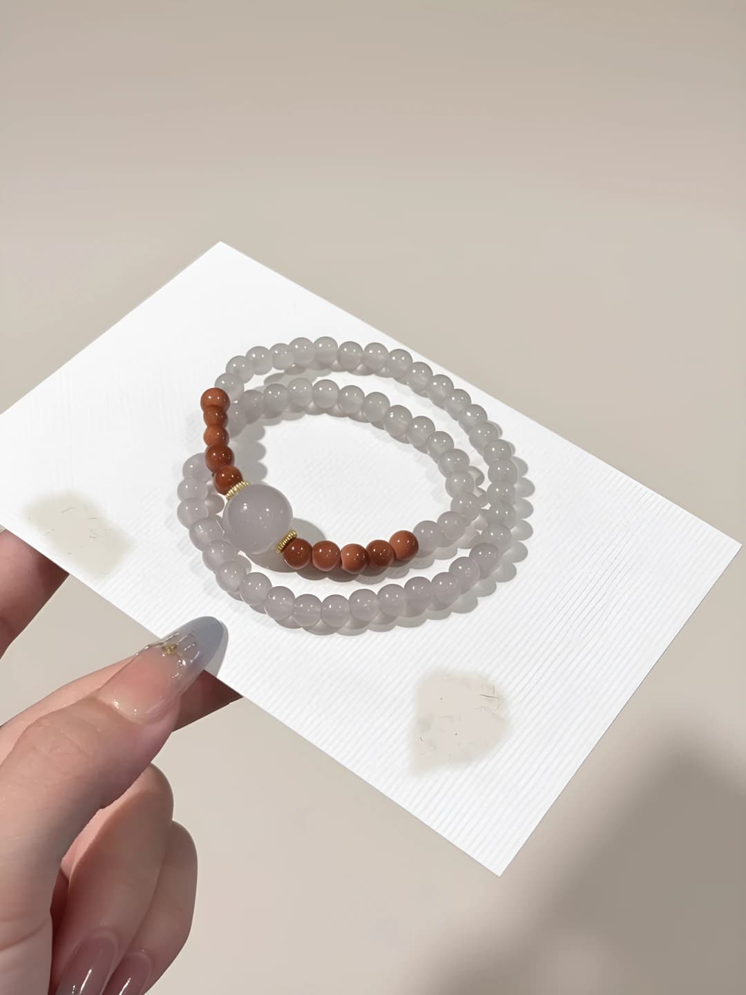 Smoky purple grey double layer bracelet