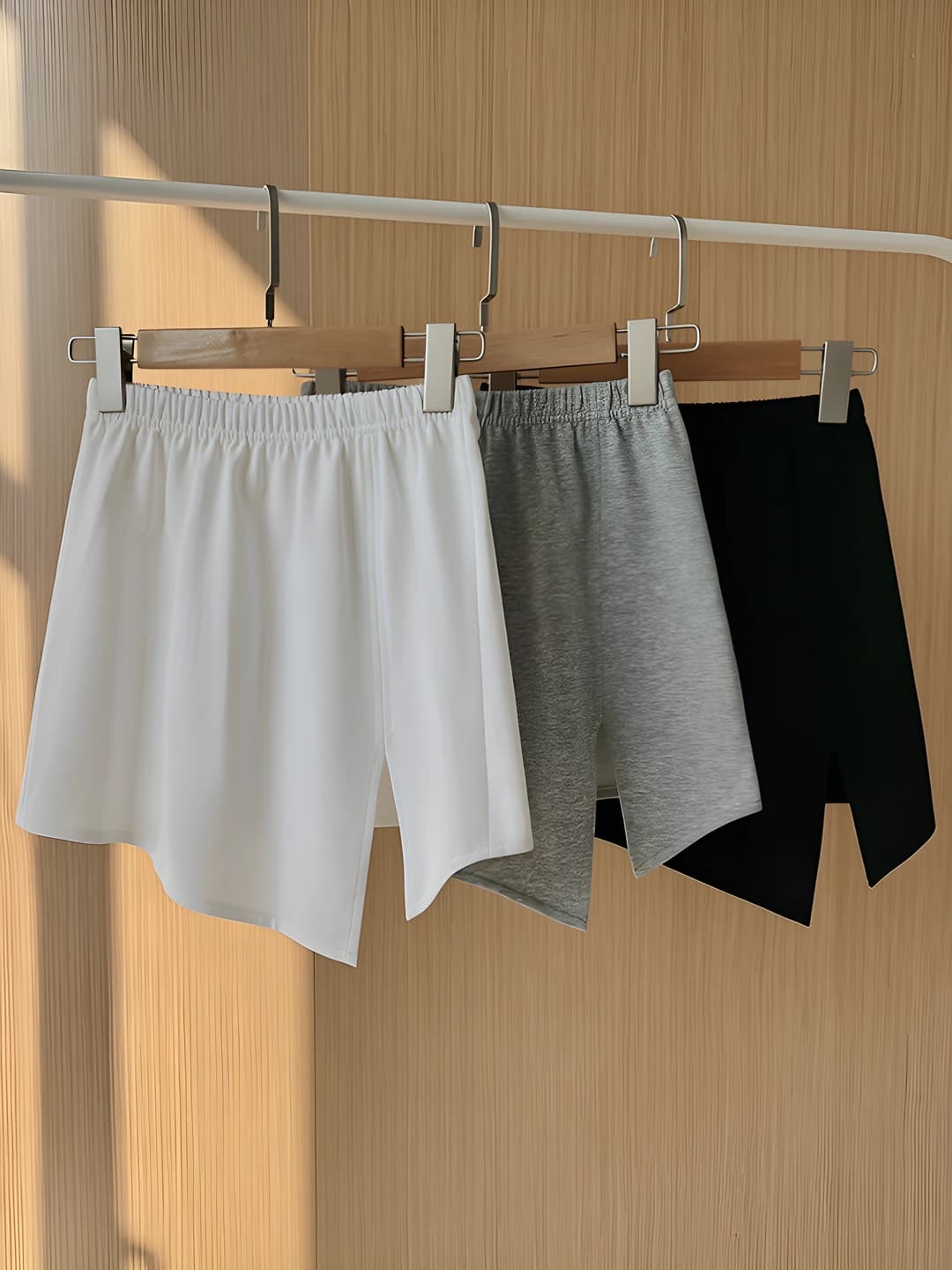 Women's A-line mini skirt with layered fake hem, 80-90% cotton, solid colour, 2026
