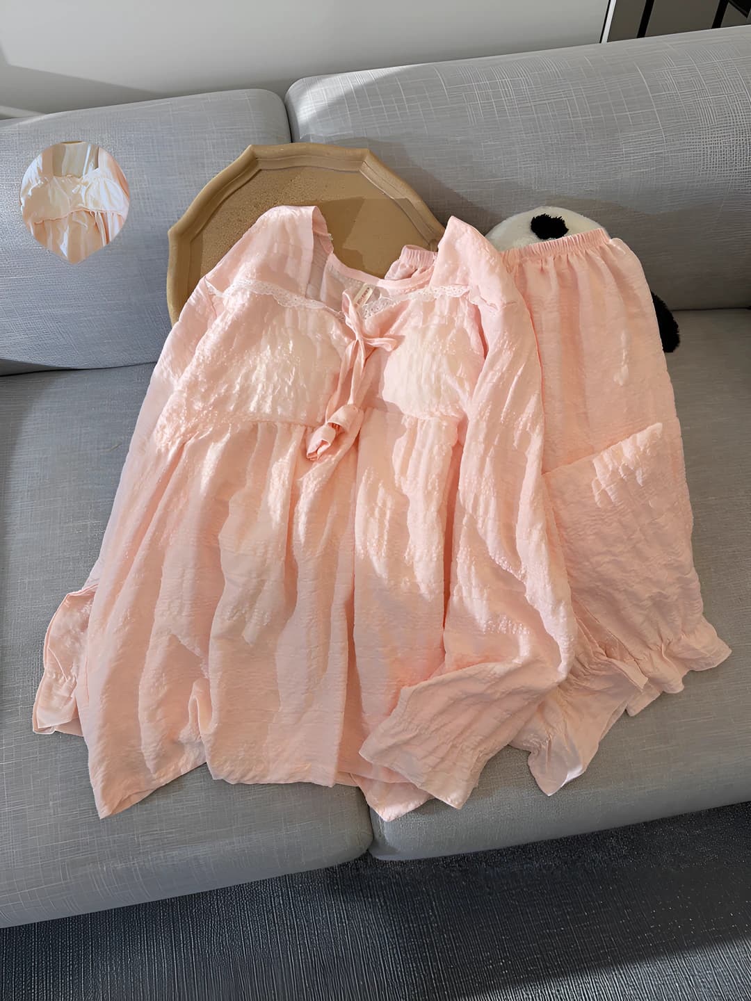 Women's home wear set: long sleeve, trousers, solid colour, casual, breathable, all-season
