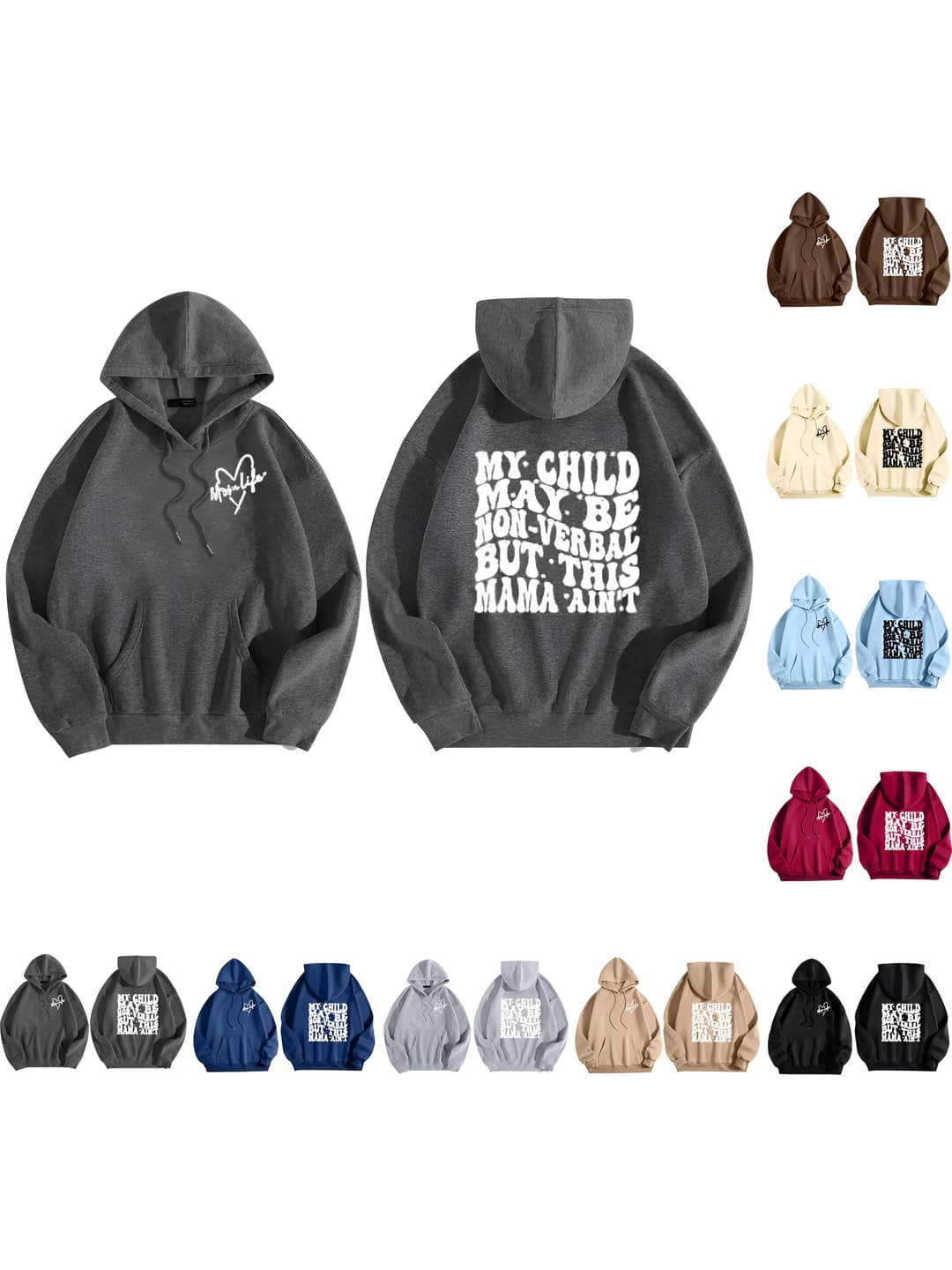 2026 autumn-winter women's fleece-lined, thickened, printed, long sleeve, loose fit hoodie