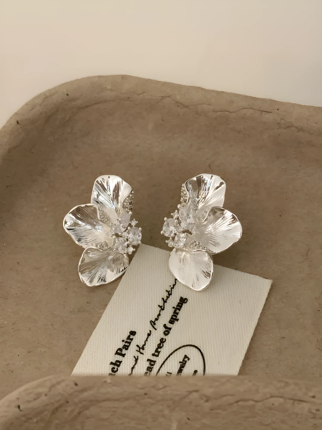 Silver petal earrings