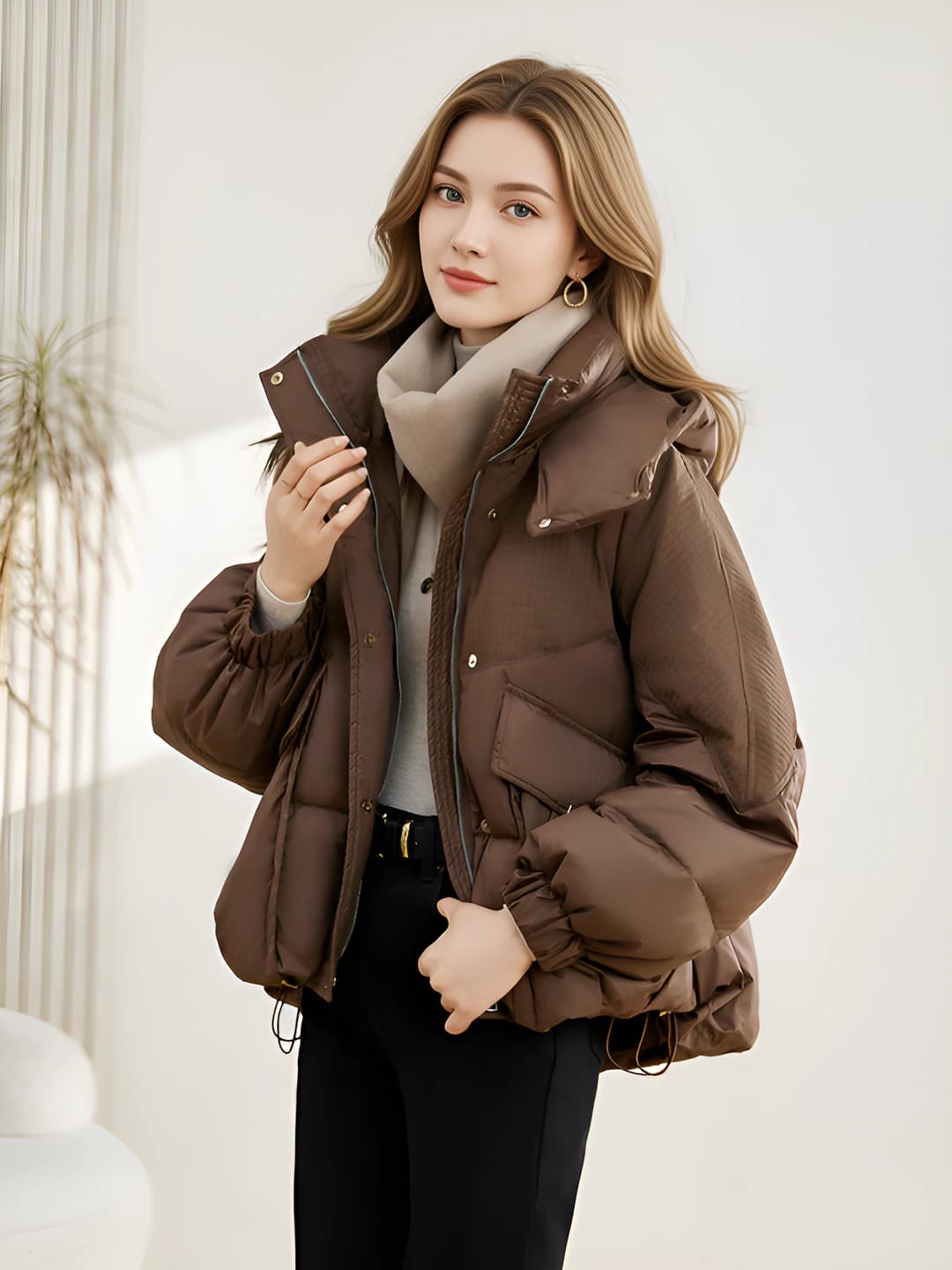 2026 winter women's insulated jacket for petite, cropped, thickened, loose fit, down jackets and winter coats, warm outerwear with zip