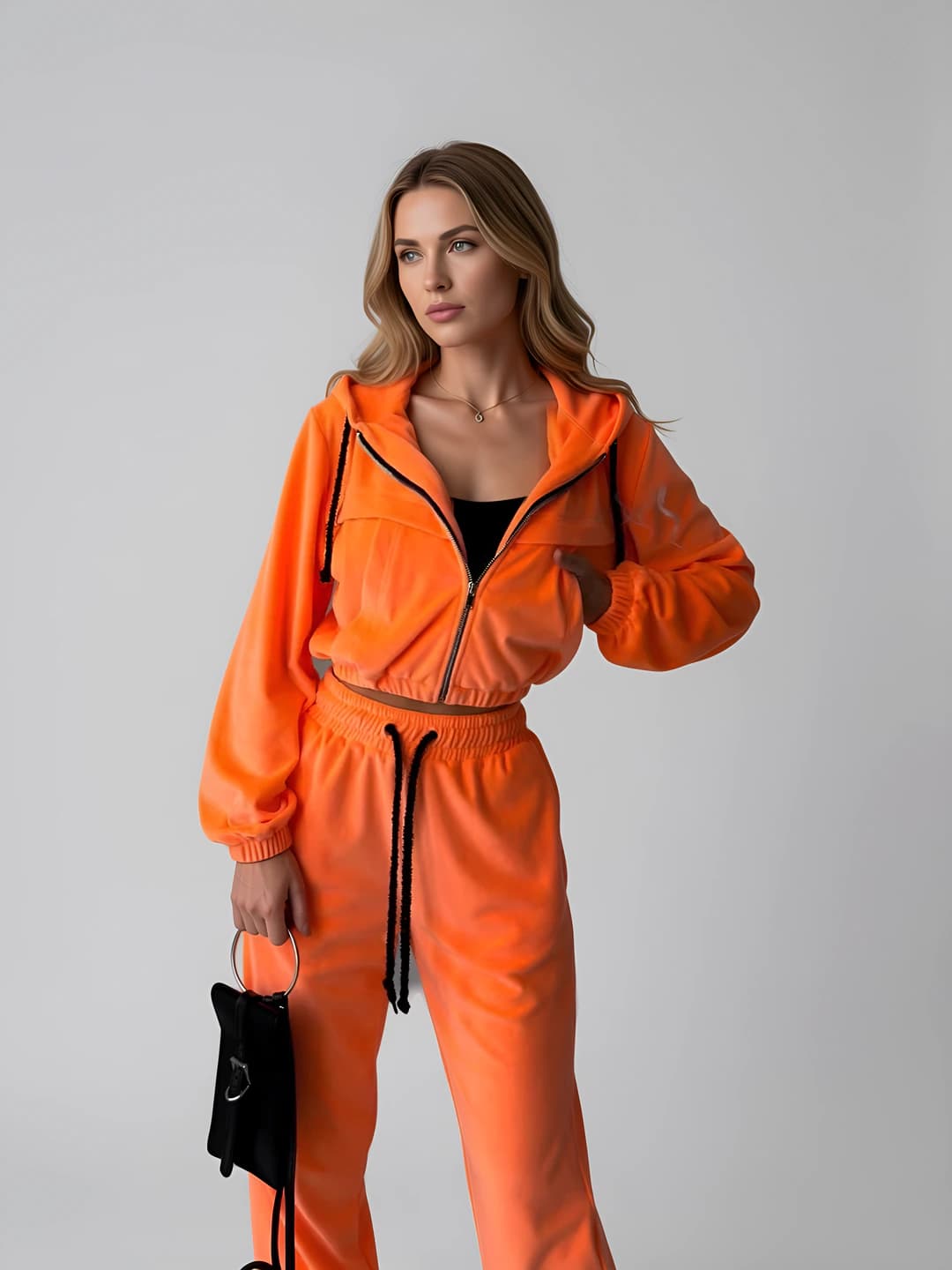 Women's casual two-piece set: long-sleeve cardigan with pockets and color lines + trousers