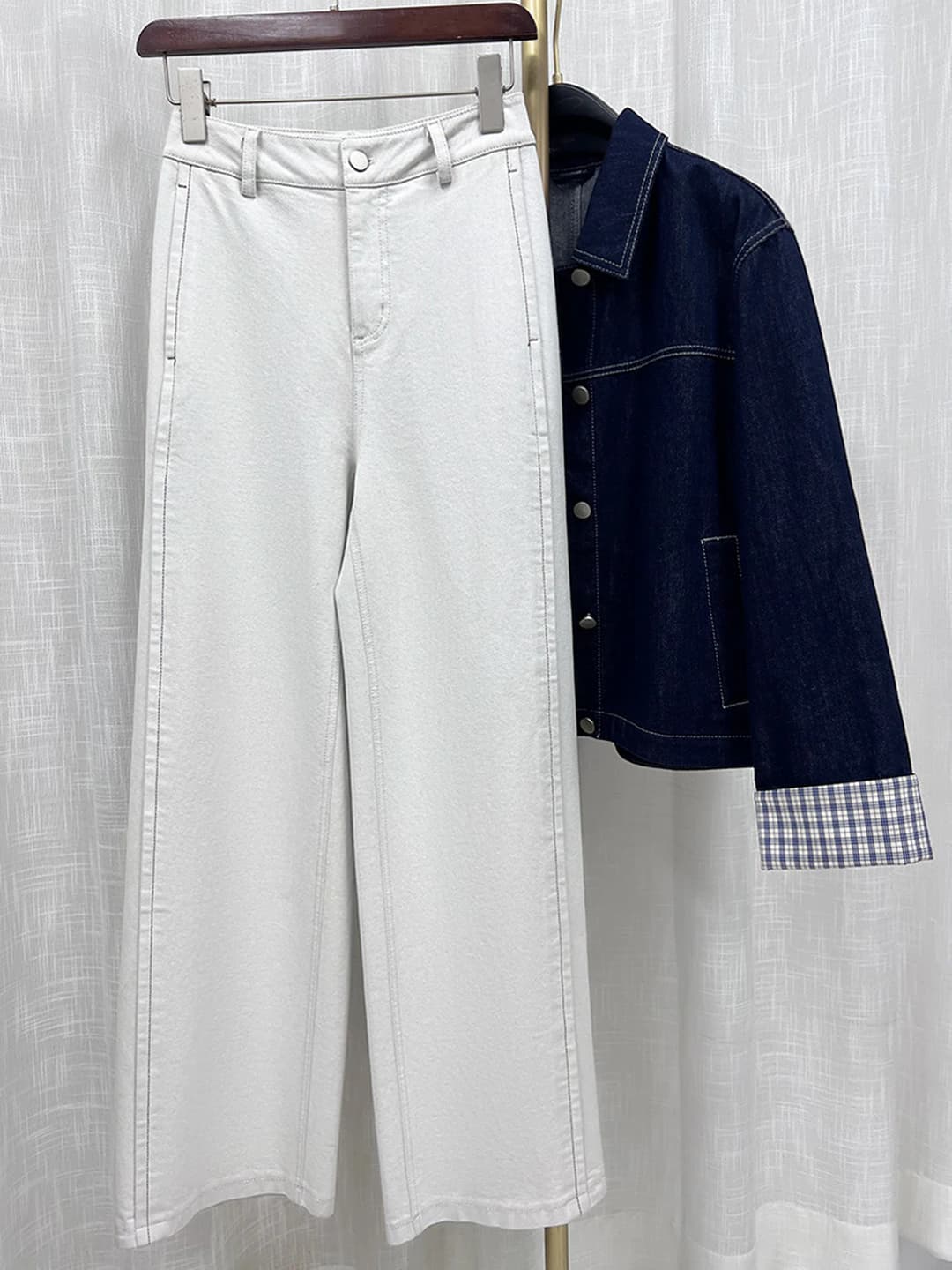 Women's autumn high waist slimming straight cut wide-leg jeans
