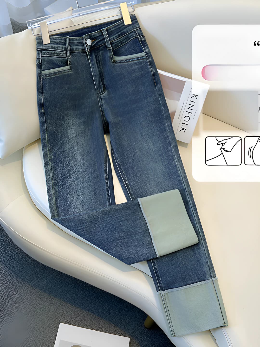 Women's retro straight cut jeans, high waist, ankle-length trousers, spring-autumn, 2026