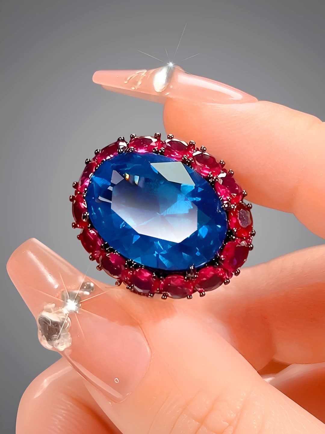 Blue spinel ring