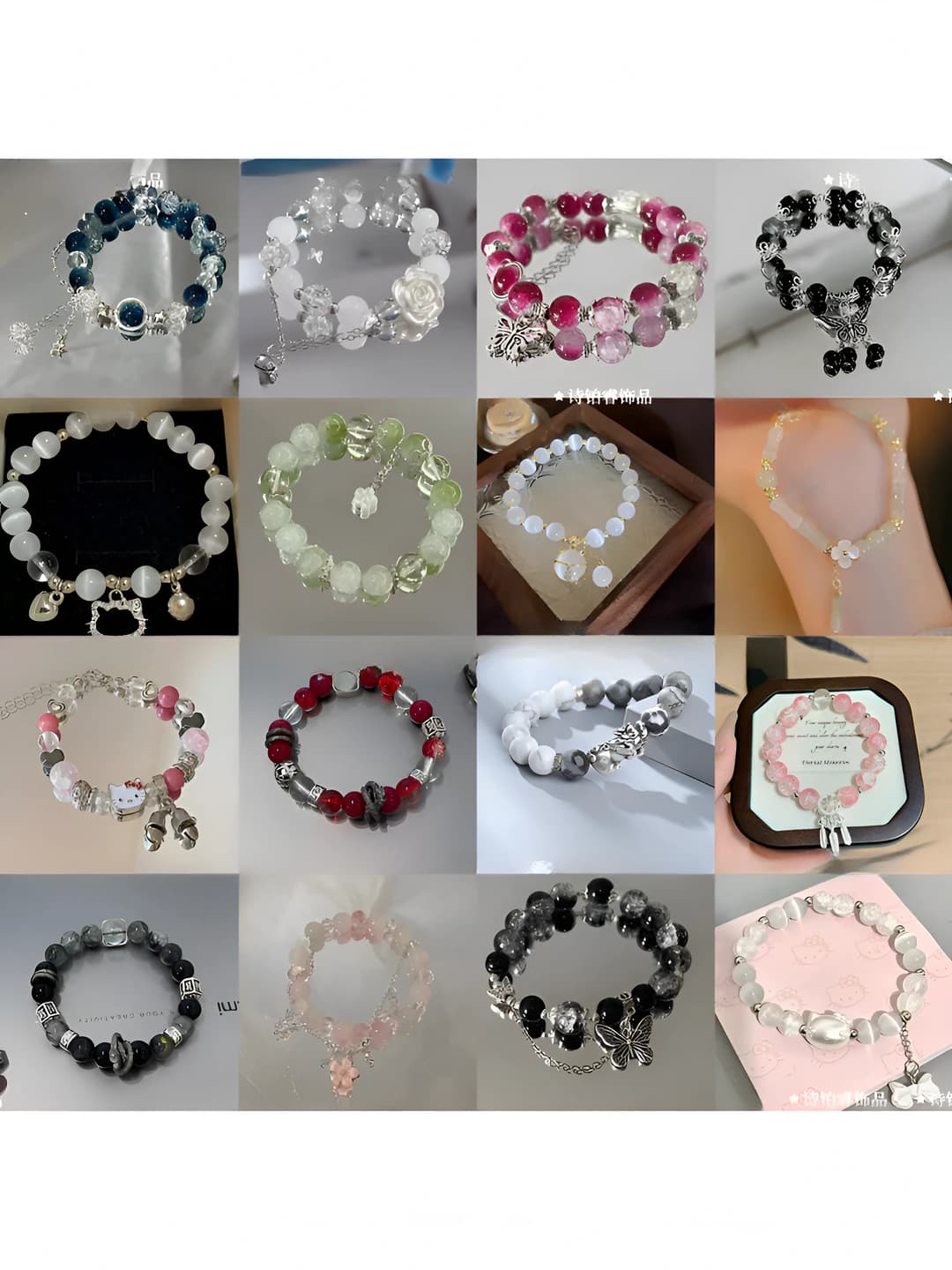 Women's summer Korean style glass butterfly and camellia bracelet, premium accessory