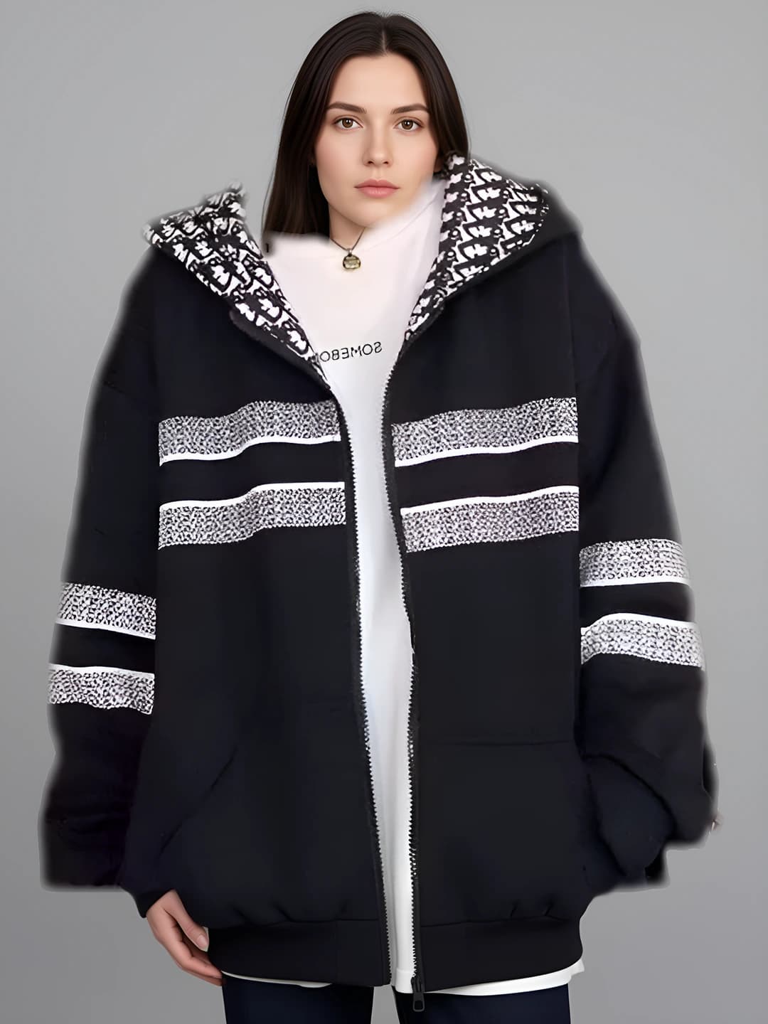 Ayollar uchun 2026 bahor-kuzgi kundalik svitshot, bo'sh (oversize) kesim, uzun yeng, bir rangli, polyester