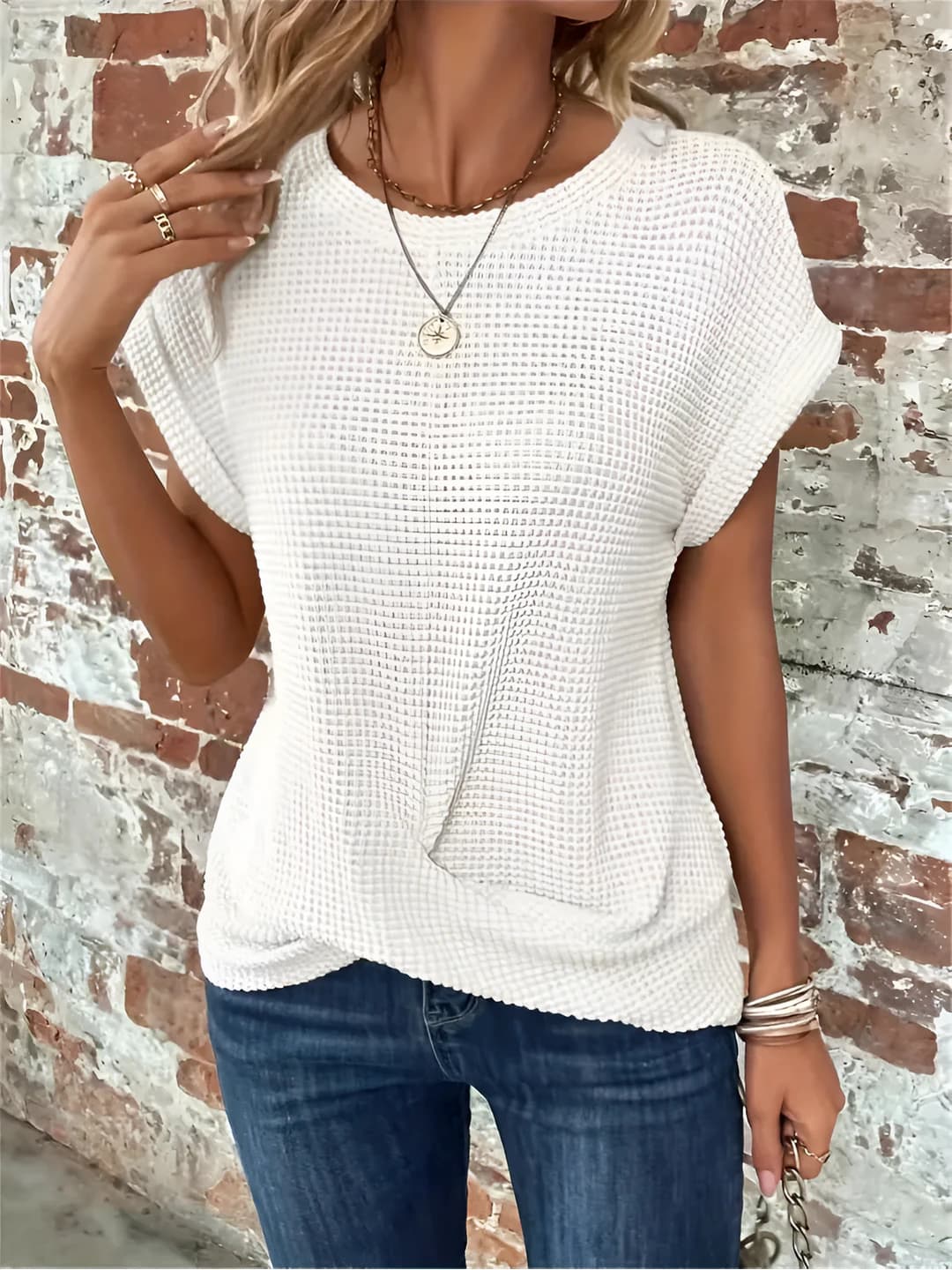 Women's 2026 spring-summer casual solid colour crew neck short sleeve loose fit t-shirt