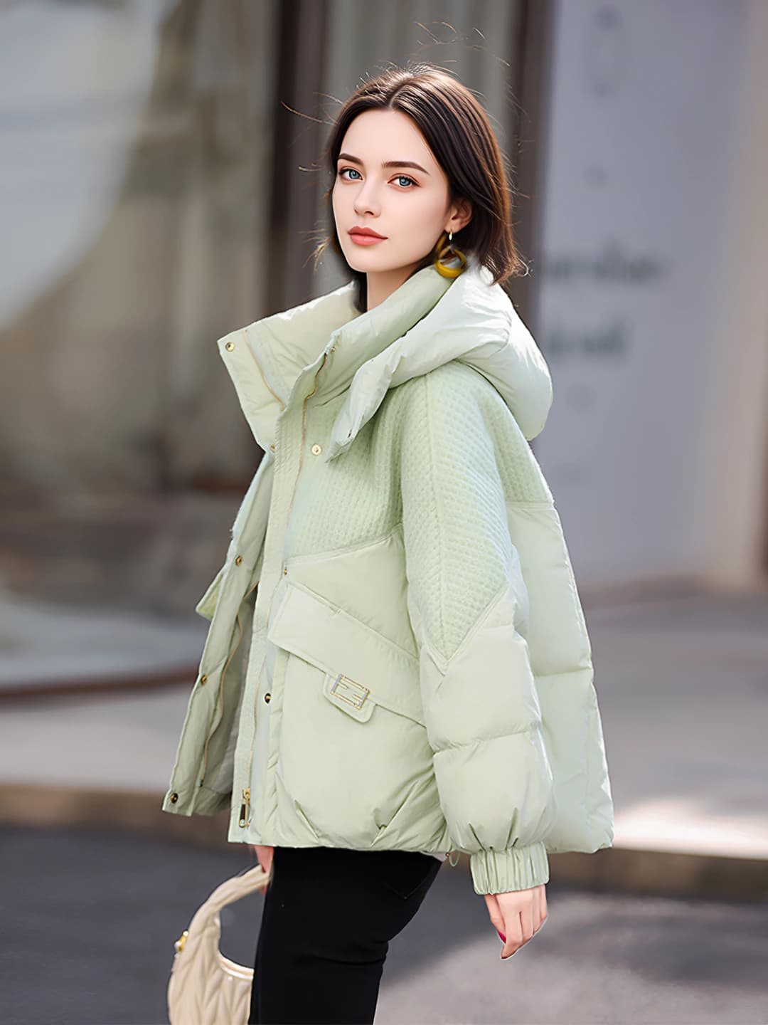 Women's 2026 winter padded jacket, Korean style, loose fit, thickened, down-alternative fill, solid colour, long sleeve, zip, for petite