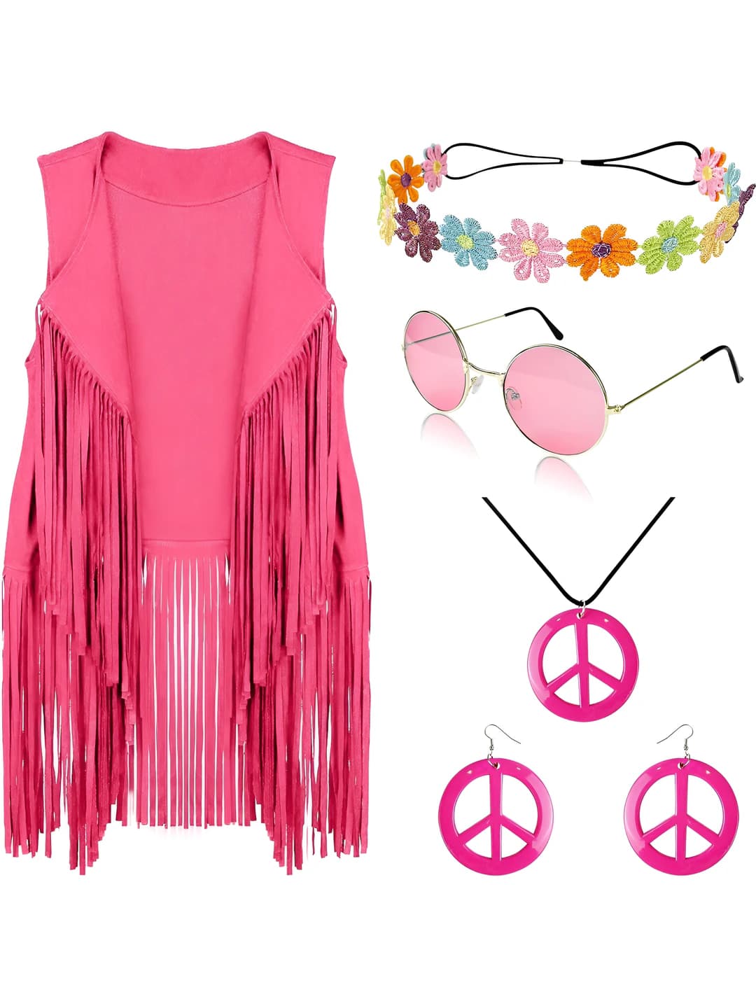 Women's retro fringe vest and cosplay clothing set for casual leisure