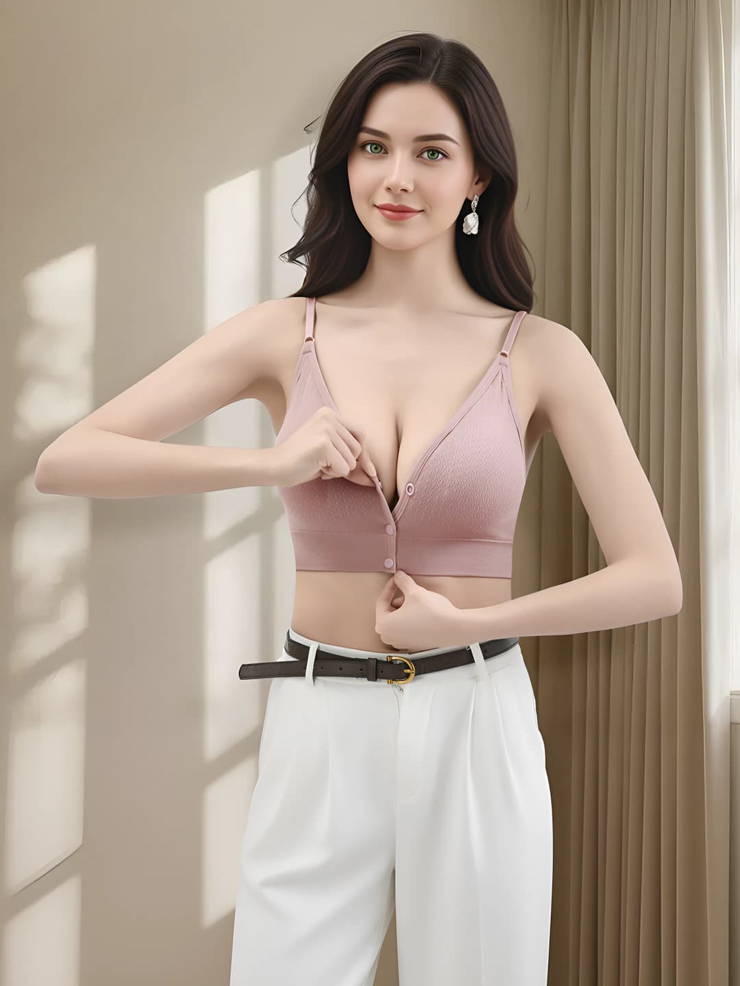 Women's front-closure wireless bra, seamless, breathable, all-season