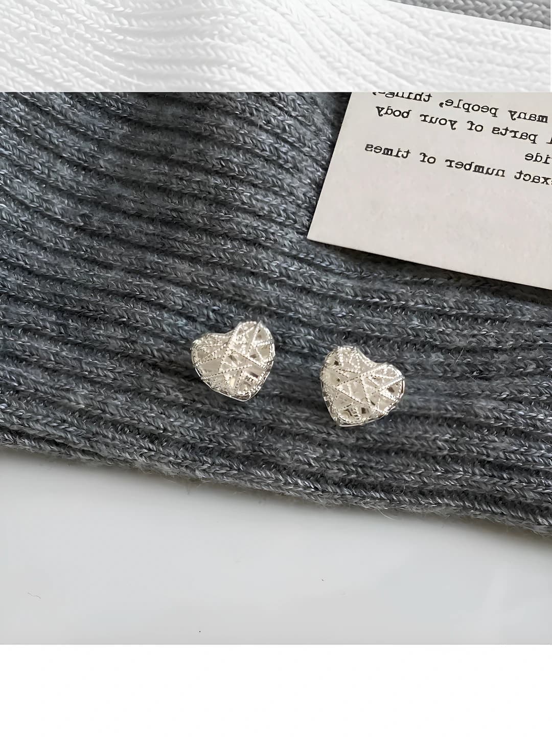 Silver heart stud earrings