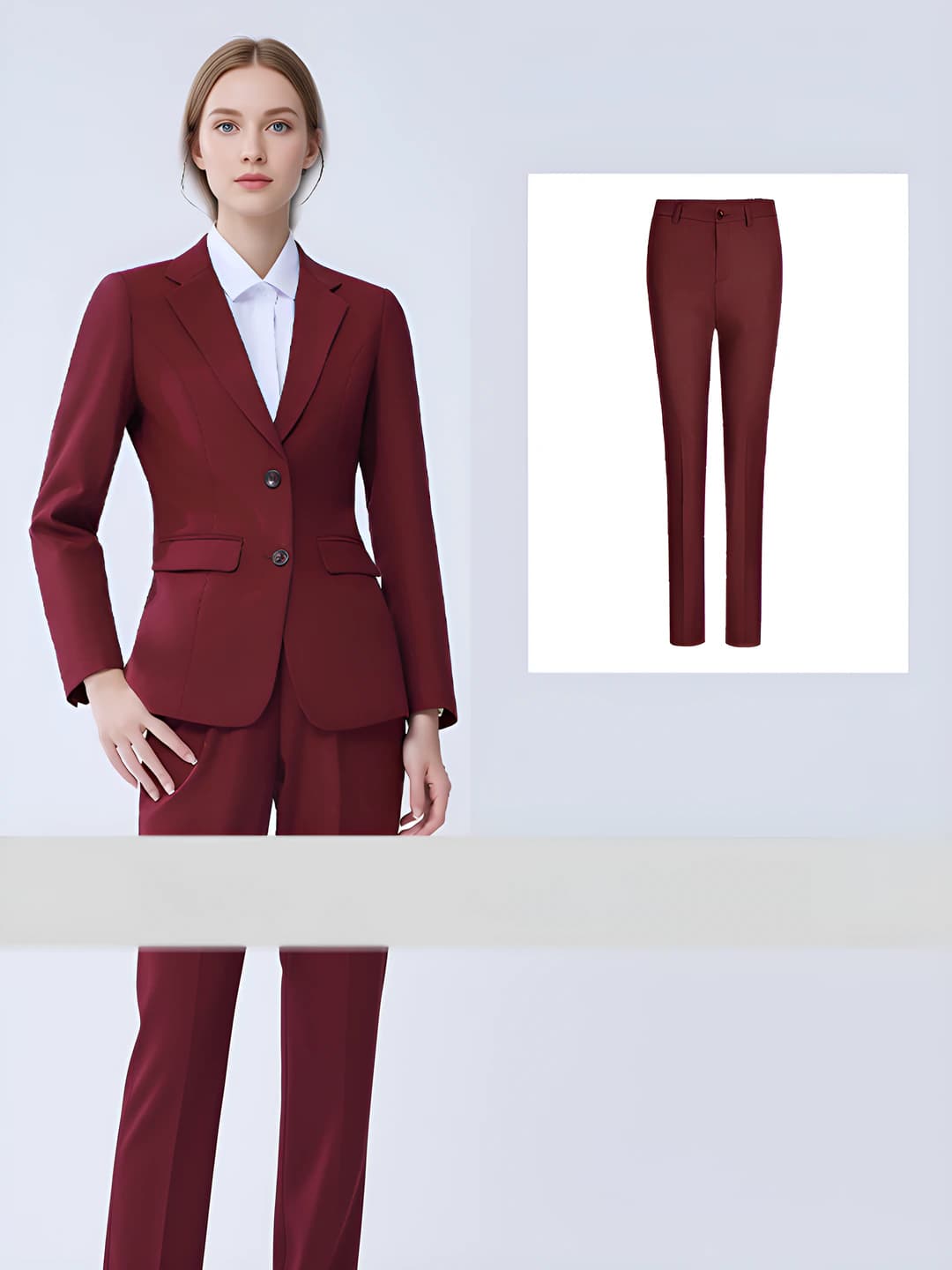 Wine Red - Blazer + Women's Trousers