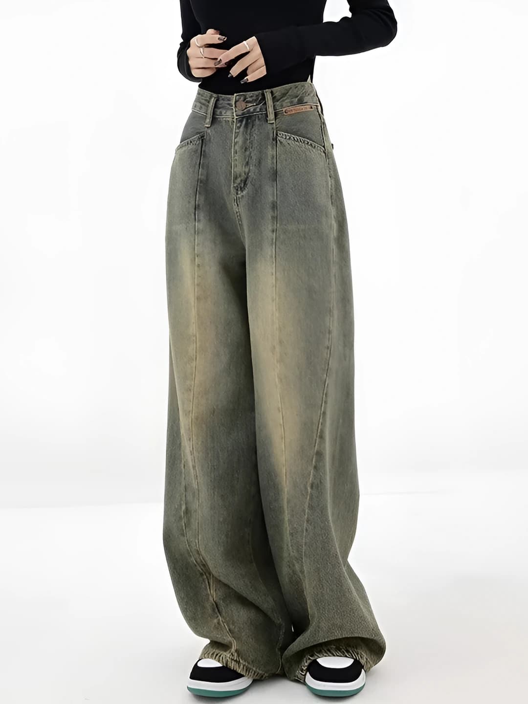 Женские широкие и расклешенные джинсы в ретро стиле, летние, высокая талия, прямой крой, стройнящий, эластичные, не требует глажки