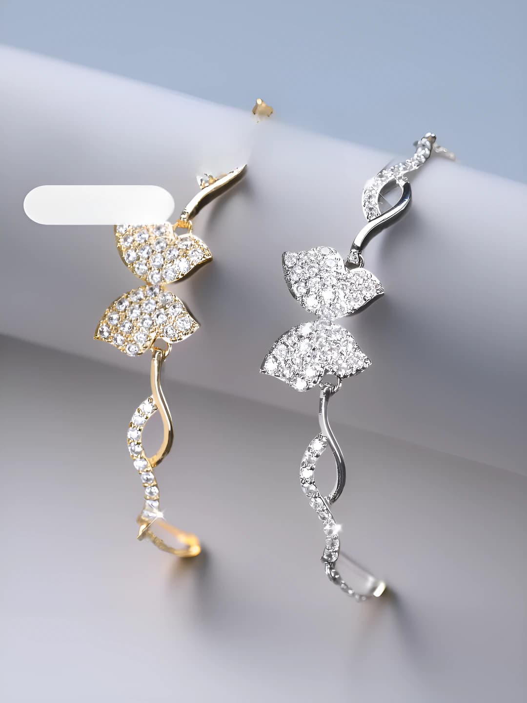 Women's zircon inlay vine bracelet with gold plating, butterfly design, multi-color